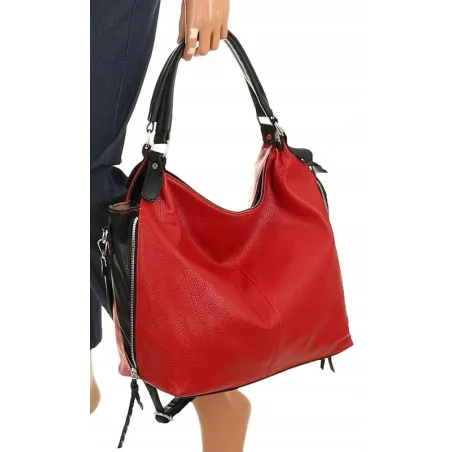 HERNAN Włoska Marka Torebka Damska Worek Listonoszka na Ramię HB0153 Czerwona