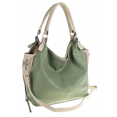 HERNAN Włoska Marka  Torebka Damska Worek Listonoszka na Ramię HB0153 Zielona