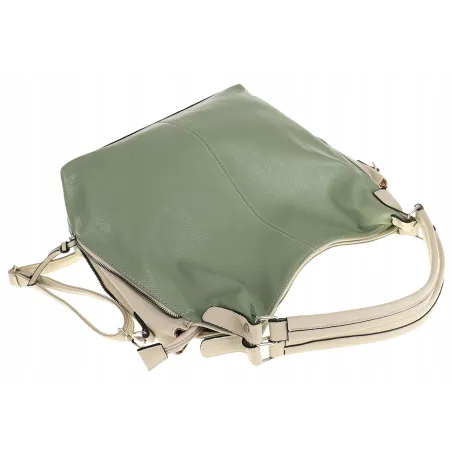 HERNAN Włoska Marka  Torebka Damska Worek Listonoszka na Ramię HB0153 Zielona