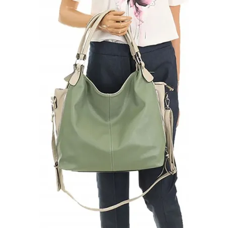 HERNAN Włoska Marka  Torebka Damska Worek Listonoszka na Ramię HB0153 Zielona