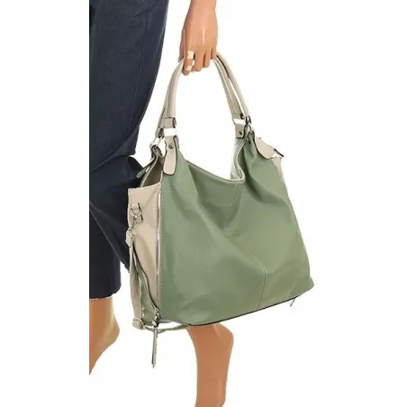 HERNAN Włoska Marka  Torebka Damska Worek Listonoszka na Ramię HB0153 Zielona