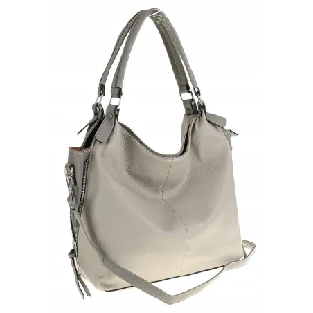 HERNAN Włoska Marka  Torebka Damska Worek Listonoszka na Ramię HB0153 Szara