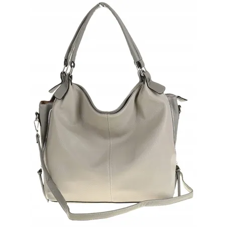 HERNAN Włoska Marka  Torebka Damska Worek Listonoszka na Ramię HB0153 Szara