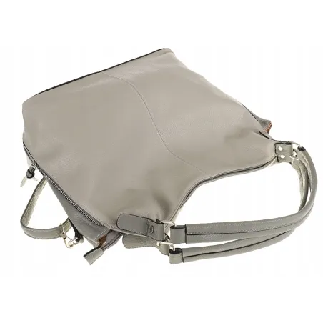 HERNAN Włoska Marka  Torebka Damska Worek Listonoszka na Ramię HB0153 Szara