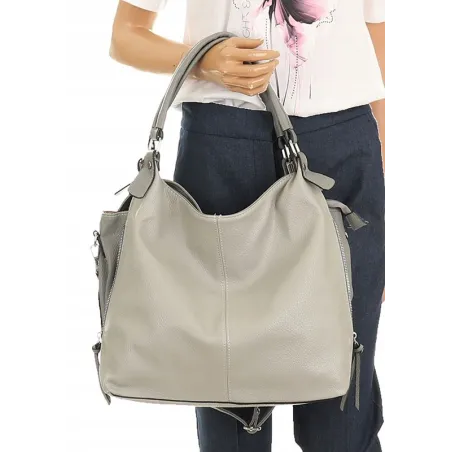 HERNAN Włoska Marka  Torebka Damska Worek Listonoszka na Ramię HB0153 Szara