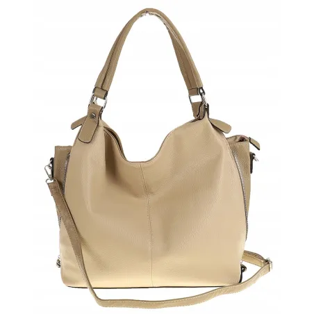 HERNAN Włoska Marka  Torebka Damska Worek Listonoszka na Ramię HB0153 Beżowa