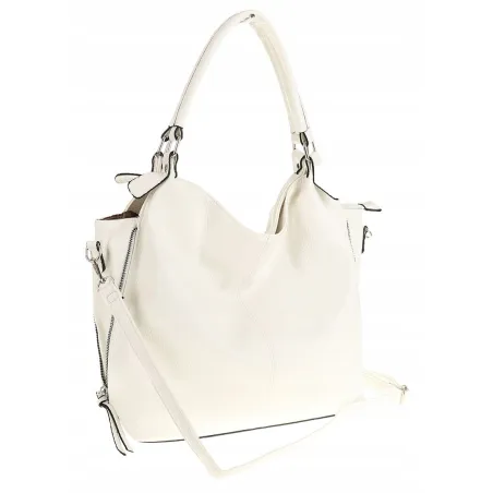 HERNAN Włoska Marka  Torebka Damska Worek Listonoszka na Ramię HB0153 Biała