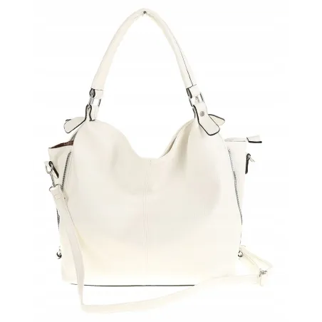 HERNAN Włoska Marka  Torebka Damska Worek Listonoszka na Ramię HB0153 Biała