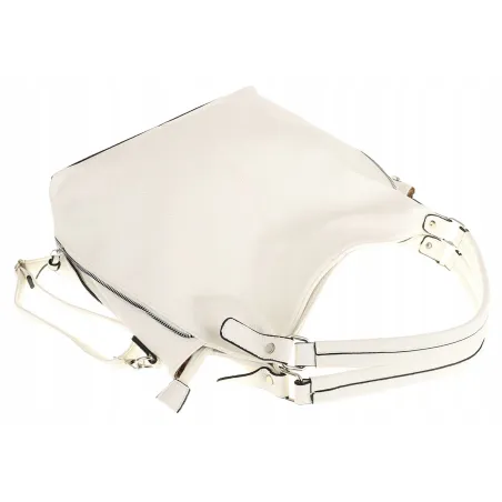 HERNAN Włoska Marka  Torebka Damska Worek Listonoszka na Ramię HB0153 Biała