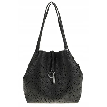 ANDREA MASSI Włoska Marka  Torebka Damska Ażurowa 2w1 Shopper na Ramię HJ867 Black