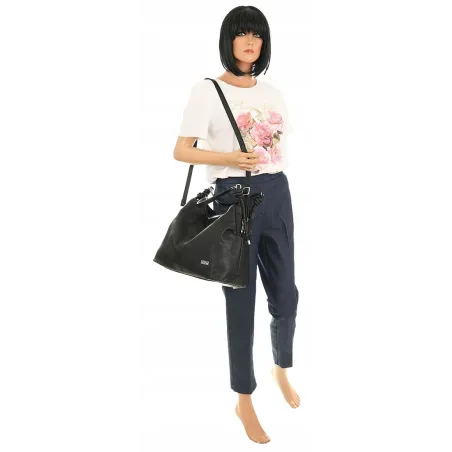 Coveri Collection Włoska Marka  Torebka Shopper Listonoszka Worek CC6452 Black
