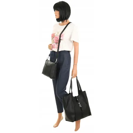 Paolo Bags Włoska Marka  Torebka Damska Shopper Listonoszka Worek L3025 Black