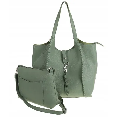 Paolo Bags Włoska Marka Torebka Damska Shopper Listonoszka Worek L3025 Mint