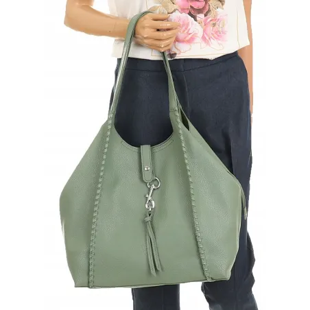 Paolo Bags Włoska Marka Torebka Damska Shopper Listonoszka Worek L3025 Mint