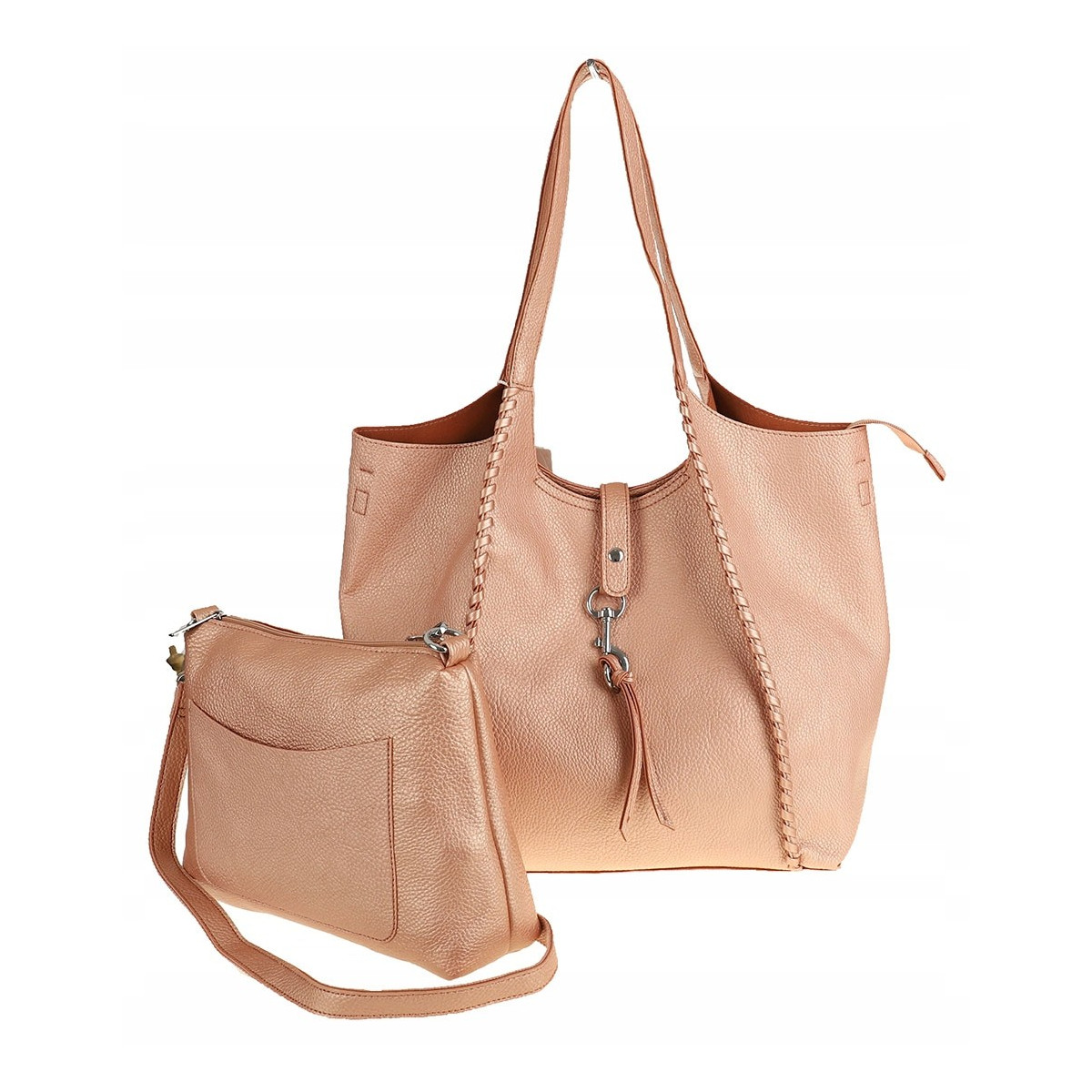 Paolo Bags Włoska Marka Torebka Damska Shopper Listonoszka Worek L3025 Rose Gold