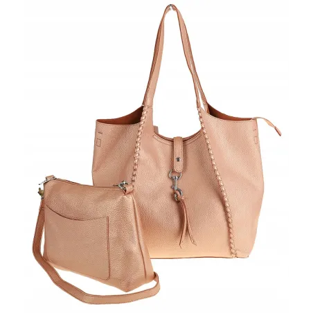 Paolo Bags Włoska Marka Torebka Damska Shopper Listonoszka Worek L3025 Rose Gold