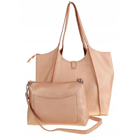 Paolo Bags Włoska Marka Torebka Damska Shopper Listonoszka Worek L3025 Rose Gold