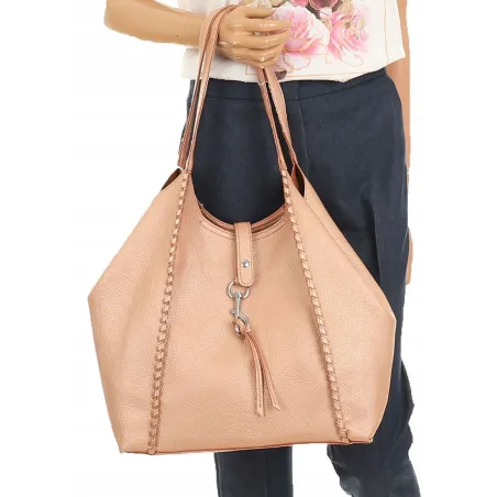 Paolo Bags Włoska Marka Torebka Damska Shopper Listonoszka Worek L3025 Rose Gold