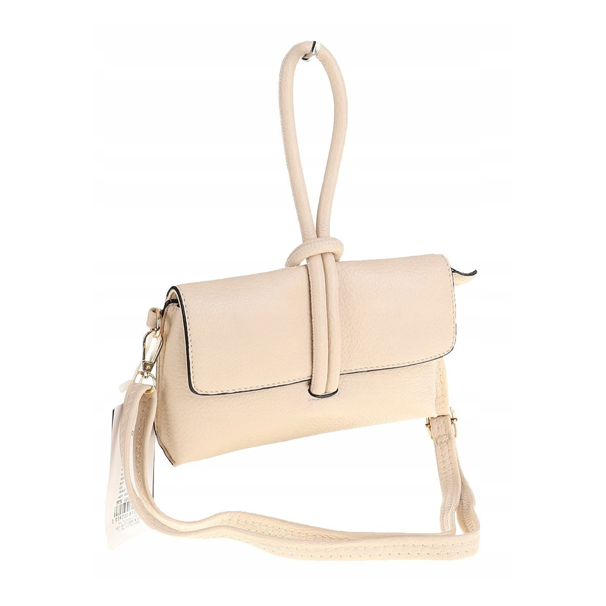 ANDREA MASSI Włoska Marka  Torebka z Pętelką Listonoszka HJ10174 Beige