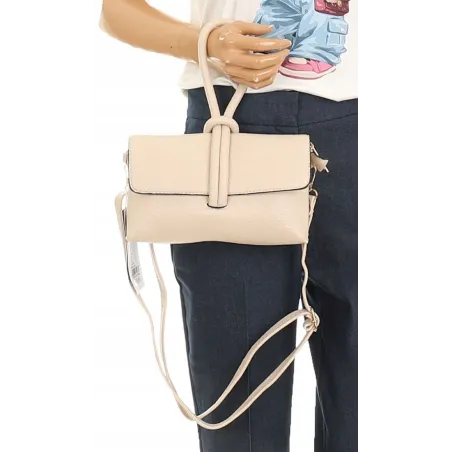 ANDREA MASSI Włoska Marka  Torebka z Pętelką Listonoszka HJ10174 Beige