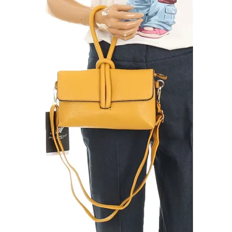 ANDREA MASSI Włoska Marka Torebka z Pętelką Listonoszka HJ10174 Yellow