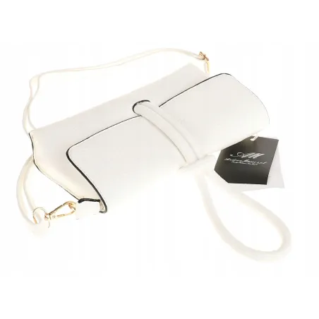 ANDREA MASSI Włoska Marka  Torebka z Pętelką Listonoszka HJ10174 White