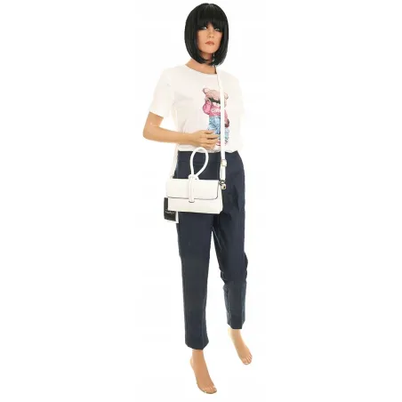 ANDREA MASSI Włoska Marka  Torebka z Pętelką Listonoszka HJ10174 White