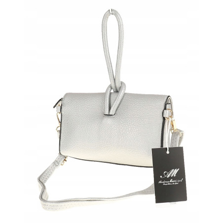 ANDREA MASSI Włoska Marka  Torebka z Pętelką Listonoszka HJ10174 Silver