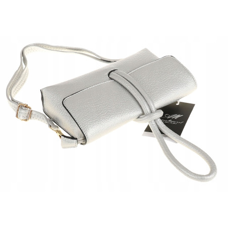 ANDREA MASSI Włoska Marka  Torebka z Pętelką Listonoszka HJ10174 Silver