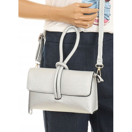 ANDREA MASSI Włoska Marka  Torebka z Pętelką Listonoszka HJ10174 Silver
