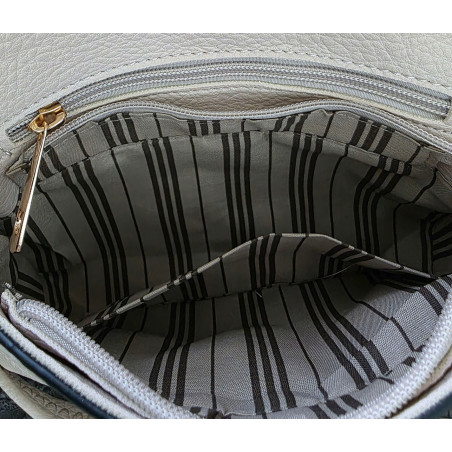 ANDREA MASSI Włoska Marka  Torebka z Pętelką Listonoszka HJ10174 Silver