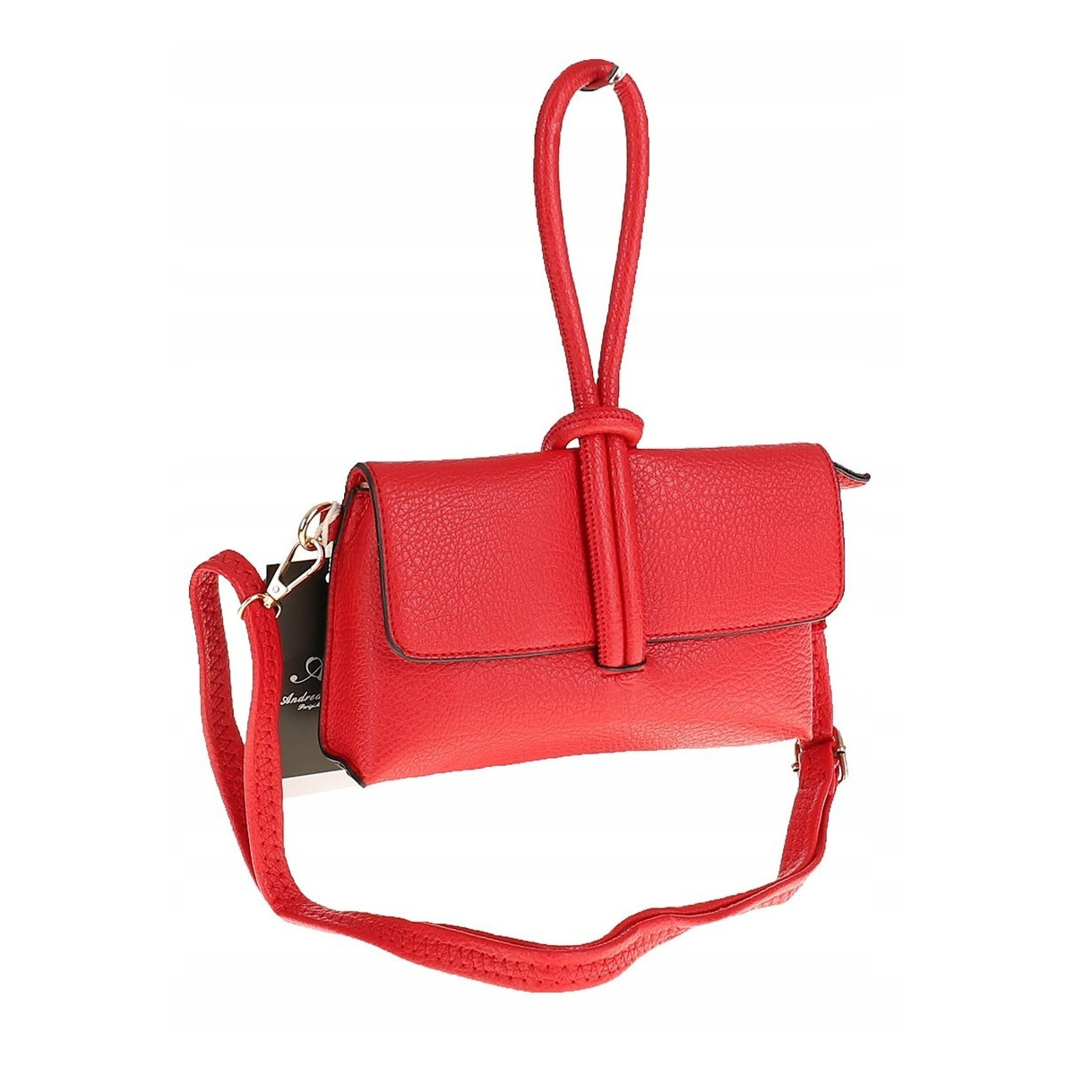 ANDREA MASSI Włoska Marka  Torebka z Pętelką Listonoszka HJ10174 Red