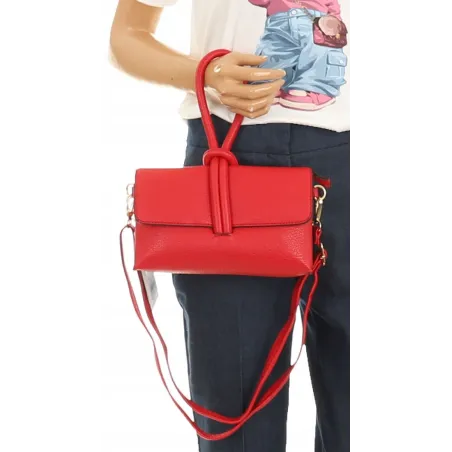 ANDREA MASSI Włoska Marka  Torebka z Pętelką Listonoszka HJ10174 Red