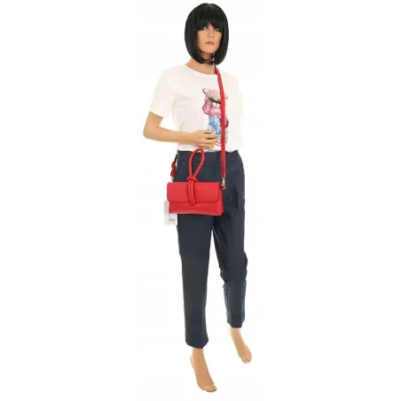 ANDREA MASSI Włoska Marka  Torebka z Pętelką Listonoszka HJ10174 Red