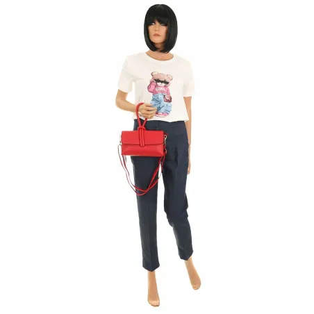 ANDREA MASSI Włoska Marka  Torebka z Pętelką Listonoszka HJ10174 Red