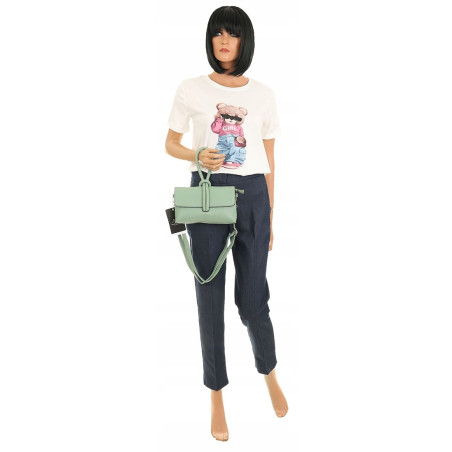 ANDREA MASSI Włoska Marka  Torebka z Pętelką Listonoszka HJ10174 Green