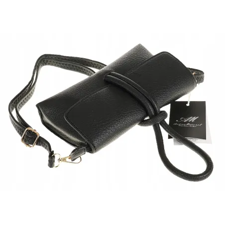 ANDREA MASSI Włoska Marka  Torebka z Pętelką Listonoszka HJ10174 Black