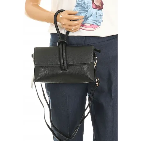 ANDREA MASSI Włoska Marka  Torebka z Pętelką Listonoszka HJ10174 Black