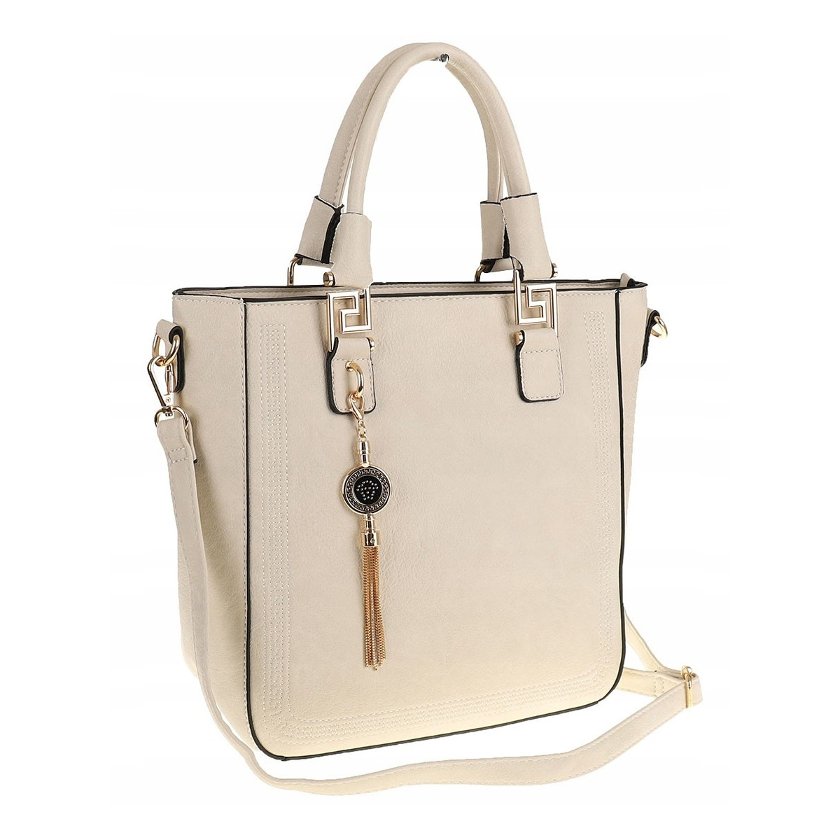 Victoria&Co Torebka Damska Modna teczka listonoszka H063 Beżowa