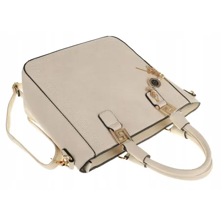 Victoria&Co Torebka Damska Modna teczka listonoszka H063 Beżowa