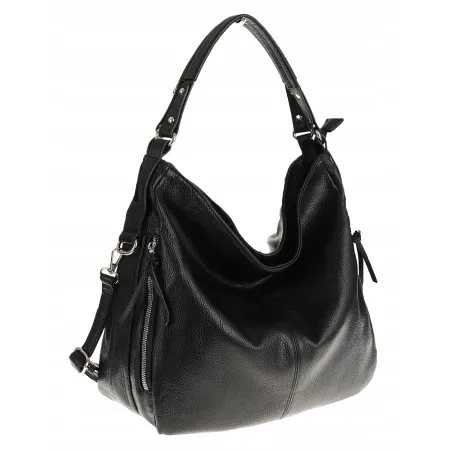 HERNAN Włoska Marka Torebka Damska Worek Listonoszka na Ramię HB038 Czarna