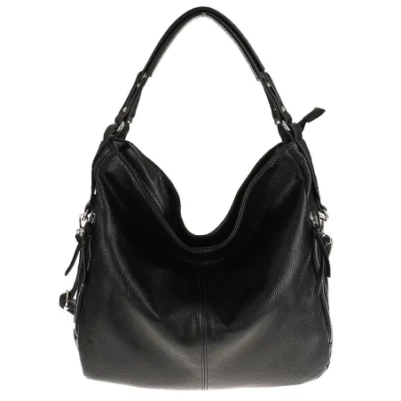 HERNAN Włoska Marka Torebka Damska Worek Listonoszka na Ramię HB038 Czarna