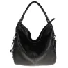 HERNAN Włoska Marka Torebka Damska Worek Listonoszka na Ramię HB038 Czarna