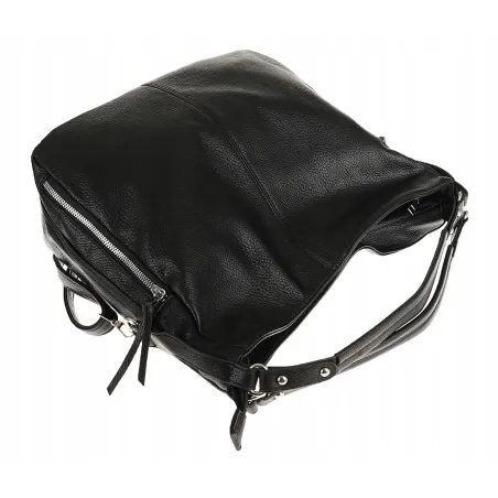 HERNAN Włoska Marka Torebka Damska Worek Listonoszka na Ramię HB038 Czarna