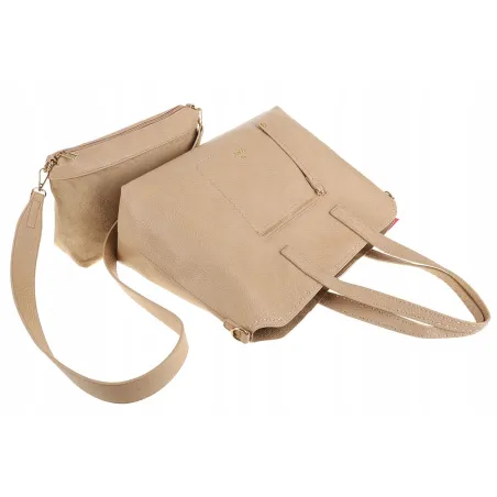 YY Coveri Włoska Marka Torebka Damska Shopper Worek Listonoszka CYFTA2503 Mud