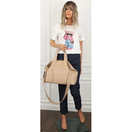 YY Coveri Włoska Marka Torebka Damska Shopper Worek Listonoszka CYFTA2503 Mud