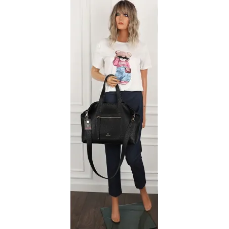 YY Coveri Włoska Marka  Torebka Damska Shopper Worek Listonoszka CYFTA2503 Black