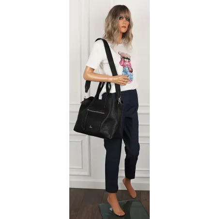 YY Coveri Włoska Marka  Torebka Damska Shopper Worek Listonoszka CYFTA2503 Black