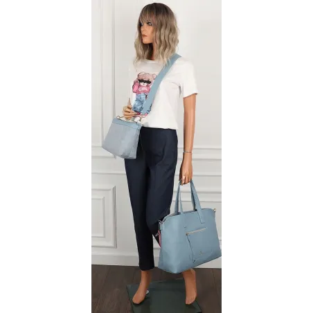 YY Coveri Włoska Marka  Torebka Damska Shopper Worek Listonoszka CYFTA2503 Blue