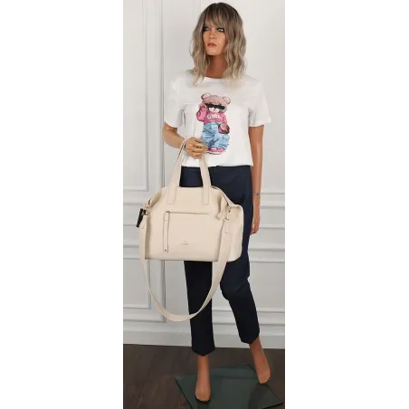 YY Coveri Włoska Marka  Torebka Damska Shopper Worek Listonoszka CYFTA2503 Beige